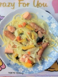 鮭チャウダーでクリームパスタ-レシピのメイン写真