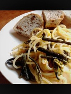 ワラビと卵の和風パスタ-レシピのメイン写真
