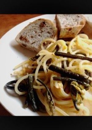 ワラビと卵の和風パスタ-レシピのメイン写真