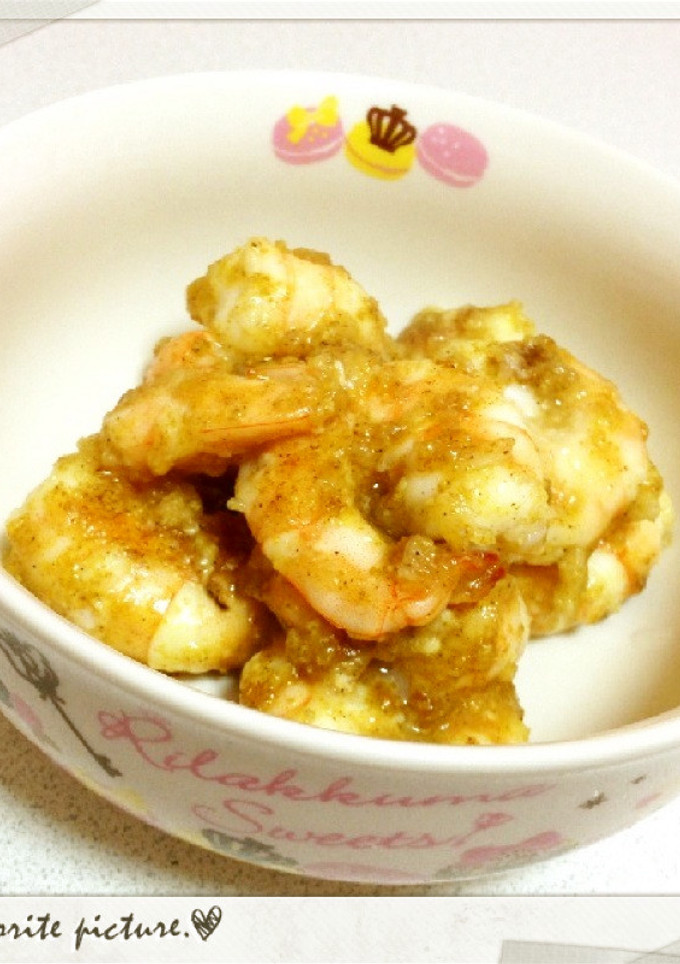 簡単♪お弁当にぷりぷりエビのカレー炒め❤-レシピのメイン写真