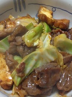 味付カルビと厚揚げと春キャベツの炒め物-レシピのメイン写真