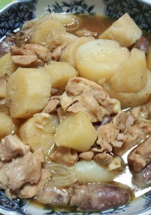 長芋と大根結びこんにゃくチキンハート煮物-レシピのメイン写真