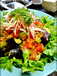揚げ茄子にon♪夏野菜香味ドレッシング-レシピのメイン写真