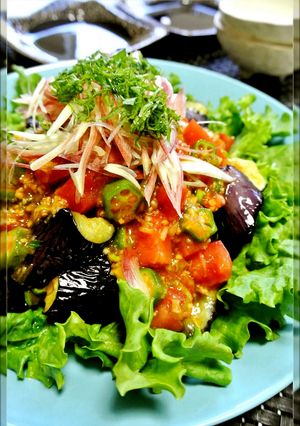 揚げ茄子にon♪夏野菜香味ドレッシング-レシピのメイン写真