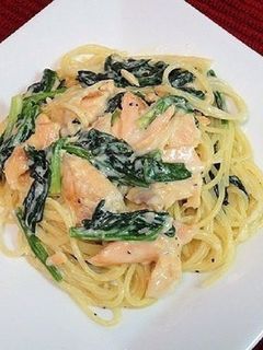 牛乳で。鮭とほうれん草のクリームパスタ-レシピのメイン写真