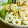 竹輪・えび・押し麦のサラダ