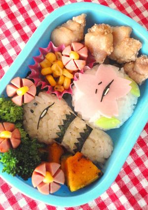 キャラ弁＊桜なめこ＆つくしなめこ花見弁当-レシピのメイン写真