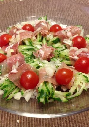 生ハムとキュウリのくるりんサラダ-レシピのメイン写真