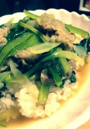 小松菜と牛肉のあんかけご飯♪-レシピのメイン写真