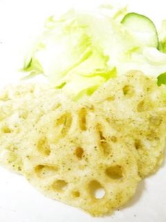 抹茶入り玄米茶でれんこんの天ぷら-レシピのメイン写真