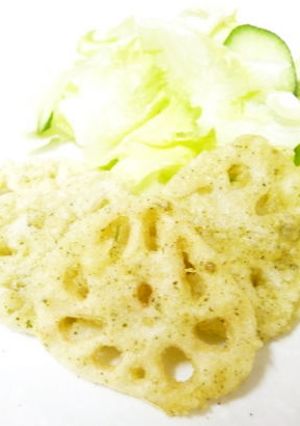抹茶入り玄米茶でれんこんの天ぷら-レシピのメイン写真