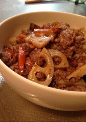 レンコンと挽き肉のキンピラ(*^^*)-レシピのメイン写真