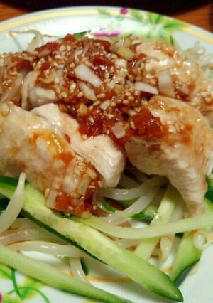 鶏胸肉でやわらか水晶鶏〜梅だれ〜-レシピのメイン写真