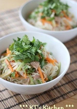 ツナとパクチーのエスニックサラダそうめん-レシピのメイン写真