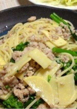 春がきた！タケノコと菜花のペペロンチーノ-レシピのメイン写真