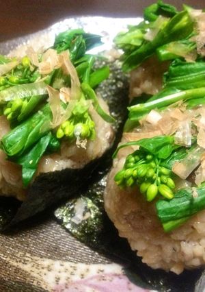 プレ農家めし◆大豆ご飯で菜の花のおにきり-レシピのメイン写真