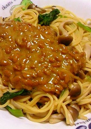 しめじと小松菜の納豆パスタ-レシピのメイン写真