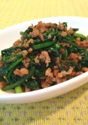 春菊挽肉炒め-レシピのメイン写真