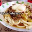 麺つゆで♪釜揚げ風肉うどん⁂温玉のせ
