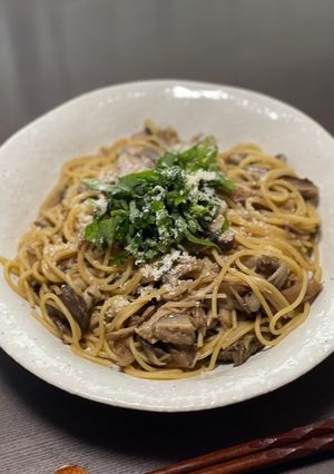 ワンパンできのこのバター醤油和風パスタ♪-レシピのメイン写真