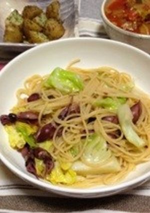 ホタルイカと春キャベツのペペロンチーノ-レシピのメイン写真