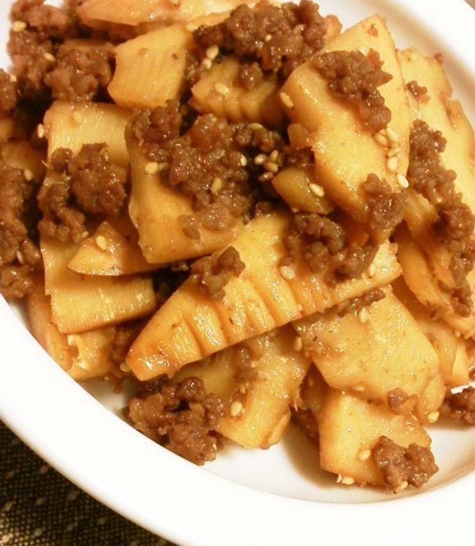 クックパッド 簡単お弁当にも◎筍の水煮と挽肉の甘辛炒め by 郁．． 【クックパッド