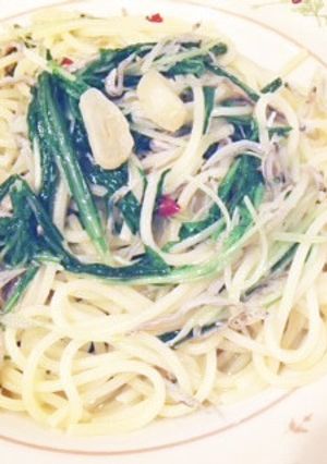 水菜と小女子のパスタ-レシピのメイン写真