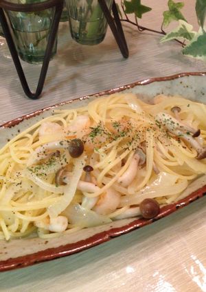 玉ねぎとエビのパスタ-レシピのメイン写真