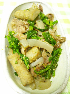 ごぼうと菜の花・牛こまの春の煮物-レシピのメイン写真