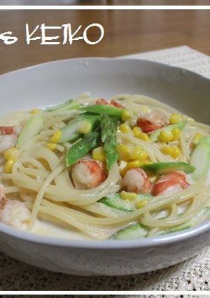 エビとアスパラのクリームスープスパゲティ-レシピのメイン写真