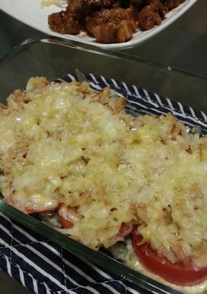 ツナ&玉ねぎを乗せて♪トマトのチーズ焼き-レシピのメイン写真
