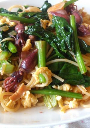 ホタルイカとほうれん草のトマト風味パスタ-レシピのメイン写真