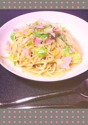 キャベツとハムのペペロンチーノ-レシピのメイン写真
