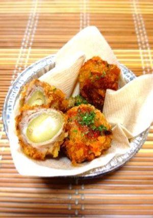 チーズ入りオリーブの肉巻フライ-レシピのメイン写真