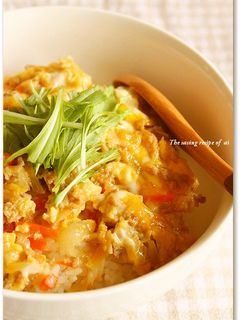 節約レシピ!親子丼みたいなひき肉卵とじ丼-レシピのメイン写真