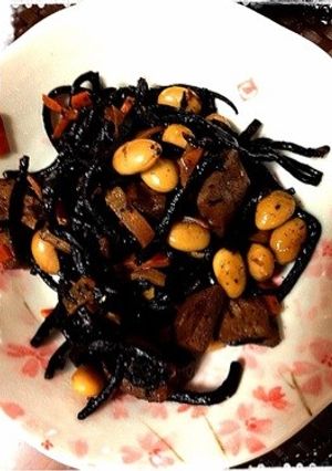 高野豆腐入りの大豆とひじきの煮物-レシピのメイン写真