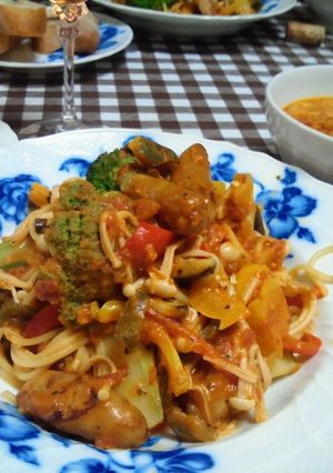 野菜てんこ盛り！簡単トマトパスタ♪-レシピのメイン写真