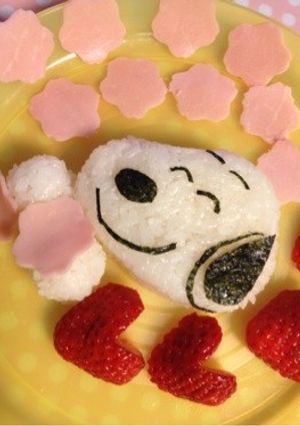 キャラ弁に〜簡単☆桜見るスヌーピー-レシピのメイン写真