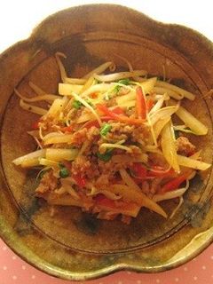 ひき肉ともやしのピリ辛炒め-レシピのメイン写真
