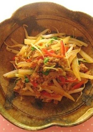 ひき肉ともやしのピリ辛炒め-レシピのメイン写真