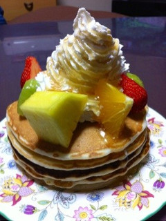 ダノンビオ2層仕立てのもちもちパンケーキ-レシピのメイン写真