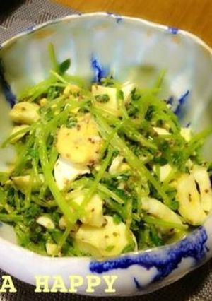 豆苗・ゆで卵の中華粒マスタード和え-レシピのメイン写真
