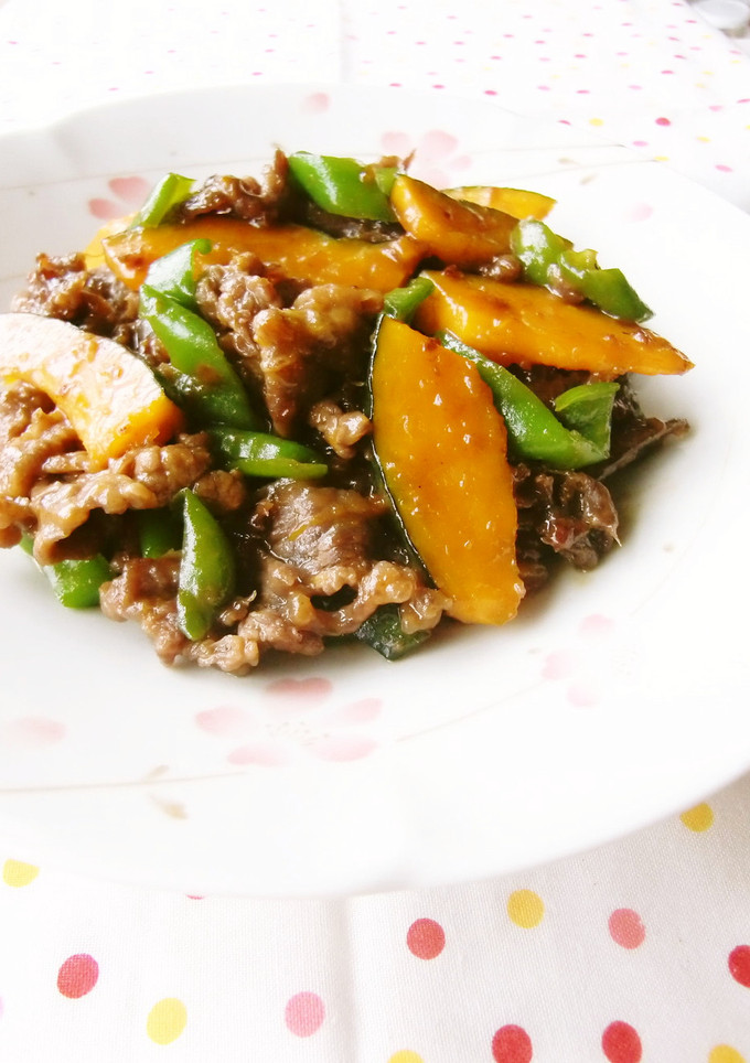 ご飯がすすむ☆牛肉とかぼちゃの甘辛炒め-レシピのメイン写真