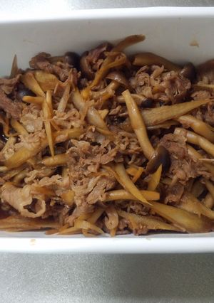 ゴボウとシメジたっぷりの牛肉甘辛煮-レシピのメイン写真