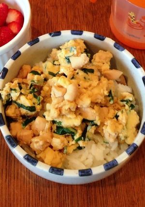 離乳食完了期・にらとささみの親子丼-レシピのメイン写真