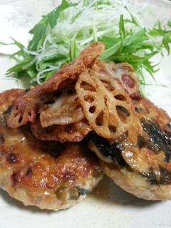 蓮根とわかめ入り照り焼きつくね-レシピのメイン写真