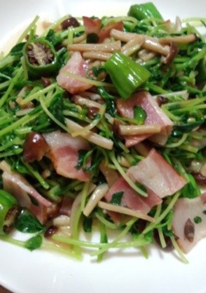 超簡単☆豆苗と山えのきのベーコン炒め！-レシピのメイン写真