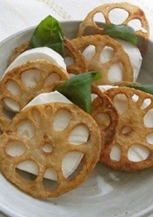 素揚げ蓮根のチーズバジルサンド-レシピのメイン写真