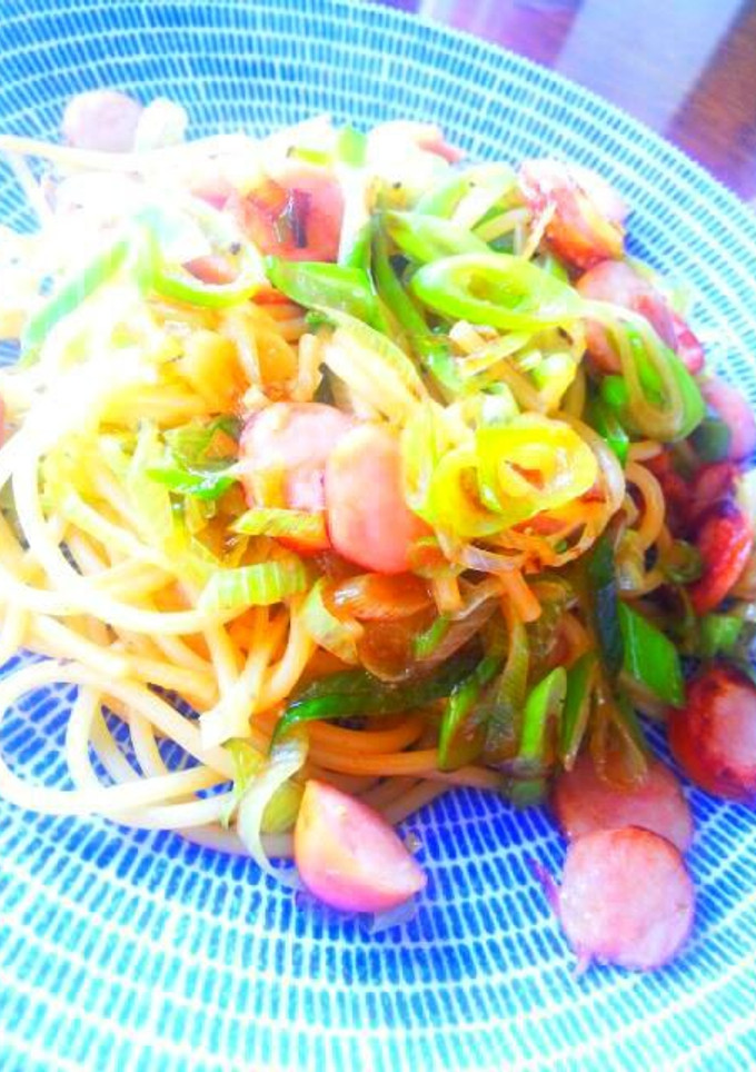 簡単！！ネギとウインナーの和風パスタ-レシピのメイン写真