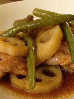 鶏肉とレンコンといんげんの甘酢炒め-レシピのメイン写真